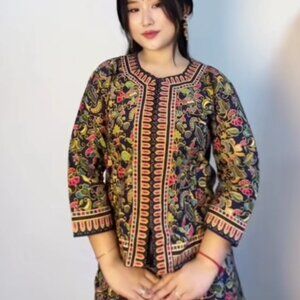 Singapore Airlines Stewardess BLUE Uniform Blouse Top Skirt Flight Attendant 38